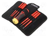 Kit: screwdrivers; insulated; 1kVAC; Pozidriv®,slot; 7pcs. BAHCO