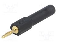 Connector: 2mm banana; 10A; 30VAC; black; gold-plated; 45mm; brass MUELLER ELECTRIC