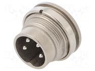 Connector: M16; socket; male; PIN: 4; 5A; 300V; C091A; soldering; IP40 AMPHENOL