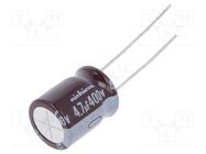 Capacitor: electrolytic; THT; 4.7uF; 400VDC; Ø10x12.5mm; Pitch: 5mm NICHICON