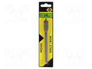 Drill bit; for wood; Ø: 14mm; L: 160mm; high speed steel; 1pcs; Flat C.K