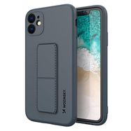 Wozinsky Kickstand Case silicone case with stand for iPhone 12 mini navy blue, Wozinsky