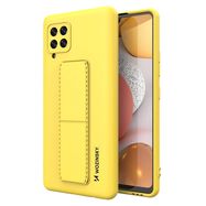 Wozinsky Kickstand Case Silicone Stand Cover for Samsung Galaxy A42 5G Yellow, Wozinsky