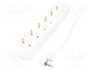 Extension lead; 3x1.5mm2; Schuko; Sockets: 6; PVC; white; Len: 10m 