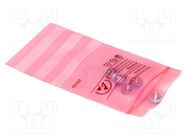 Protection bag; ESD; L: 203mm; W: 127mm; Thk: 75um; 100pcs; pink ANTISTAT