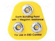Earthing plug; ESD; yellow; 1MΩ; press stud male 10mm x3 ANTISTAT