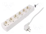 Extension lead; 3x1.5mm2; Schuko; Sockets: 6; PVC; white; Len: 3m JONEX