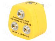Earthing plug; ESD; yellow; 1MΩ; press stud male 10mm x3 ANTISTAT