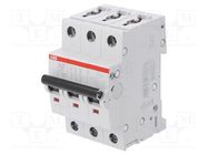 Circuit breaker; 400VAC; Inom: 16A; Poles: 3; Charact: C; 6kA; IP20 ABB