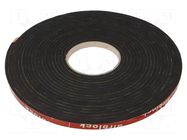 Gasket; EPDM; Thk: 5mm; black; L: 10m; W: 10mm RST ROZTOCZE