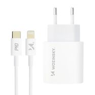 Wozinsky fast charger USB C PD 20W + USB C / Lightning cable 1m white, Wozinsky