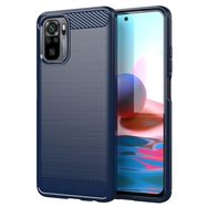 Carbon Case Flexible Cover TPU Case for Xiaomi Redmi Note 10 / Redmi Note 10S blue, Hurtel