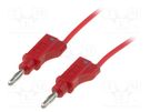 Test lead; 70VDC; 33VAC; 12A; banana plug 4mm,both sides; red ELECTRO-PJP