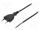 Cable; 2x0.5mm2; CEE 7/16 (C) plug,wires; PVC; 3m; black; 2.5A PLASTROL