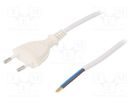 Cable; 2x0.75mm2; CEE 7/16 (C) plug,wires; PVC; 3m; white; 2.5A PLASTROL
