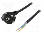 Cable; 3x1.5mm2; CEE 7/7 (E/F) plug angled,wires,SCHUKO plug PLASTROL