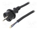 Cable; 2x1.5mm2; CEE 7/17 (C) plug,wires; rubber; 2m; black; 16A PLASTROL