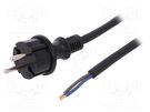Cable; 2x1.5mm2; CEE 7/17 (C) plug,wires; rubber; 4.5m; black; 16A PLASTROL