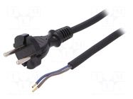 Cable; 2x1mm2; CEE 7/17 (C) plug,wires; rubber; 4.5m; black; 16A PLASTROL