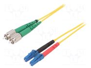 Fiber patch cord; FC/APC,LC/UPC; 3m; Optical fiber: 9/125um; Gold FIBRAIN