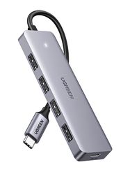 Концентратор USB-C 4-порта (USB 3.0) 15 см с портом питания USB-C, серый