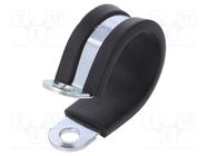 Fixing clamp; ØBundle : 25mm; W: 15mm; steel; Cover material: EPDM MPC INDUSTRIES