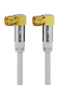 SAT Antenna Cable (135 dB), 4x Shielded, 10 m, white - gold-plated, F plug 90° > F plug 90°