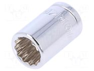 Socket; 12-angles,socket spanner; 12mm; 3/8"; Plating: chromium Workpro