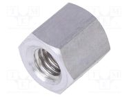 Screwed spacer sleeve; 10mm; Int.thread: M6; hexagonal; aluminium DREMEC