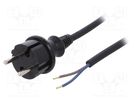Cable; 2x1mm2; CEE 7/17 (C) plug,wires; PVC; 3m; black; 16A; 250V PLASTROL