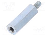 Screwed spacer sleeve; 18mm; Int.thread: M3; Ext.thread: M3; steel 