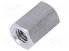 Screwed spacer sleeve; 15mm; Int.thread: M6; hexagonal; aluminium DREMEC