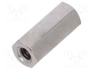 Screwed spacer sleeve; 12mm; Int.thread: UNC4-40; hexagonal DREMEC