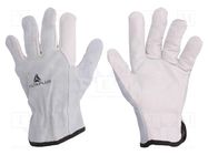 Protective gloves; Size: 9; natural leather; FCN29 DELTA PLUS