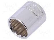 Socket; 12-angles,socket spanner; 20mm; 3/8"; Plating: chromium Workpro