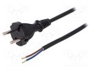 Cable; 2x1mm2; CEE 7/17 (C) plug,wires; PVC; 4m; black; 16A; 250V PLASTROL