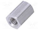 Screwed spacer sleeve; 12mm; Int.thread: M5; hexagonal; aluminium DREMEC