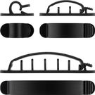 Cable Management Clip Set, Black - 6-piece set for organising and attaching cables, removable