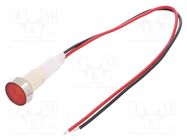 Indicator: LED; flat; red; 110VDC; 110VAC; Ø10mm; leads 200mm NINIGI