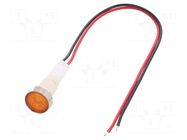 Indicator: LED; flat; yellow; 110VDC; 110VAC; Ø10mm; cables; 200mm NINIGI