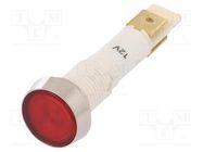 Indicator: LED; flat; red; 12VDC; 12VAC; Ø10mm; plastic; Body: silver NINIGI