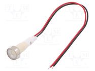 Indicator: LED; flat; white; 12VDC; 12VAC; Ø10mm; leads 200mm 