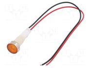 Indicator: LED; flat; yellow; 12VDC; 12VAC; Ø10mm; cables; 200mm NINIGI
