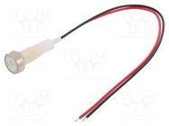 Indicator: LED; flat; white; 230VDC; 230VAC; Ø10mm; leads 200mm 