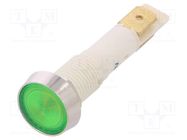 Indicator: LED; flat; green; 24VDC; 24VAC; Ø10mm; plastic 