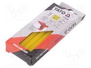 Hot melt glue; Ø: 7.2mm; yellow; L: 100mm; Bonding: 20÷30s; 12pcs. YATO