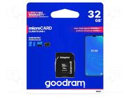 Memory card; microSDHC; R: 100MB/s; W: 10MB/s; Class 10 UHS U1 GOODRAM