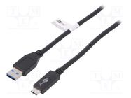 Cable; USB 3.1; USB A plug,USB C plug; 1m; black; 10Gbps Goobay