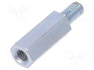 Screwed spacer sleeve; 12mm; Int.thread: M3; Ext.thread: M3; steel DREMEC