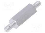 Screwed spacer sleeve; 15mm; Ext.thread: M3; hexagonal; aluminium 